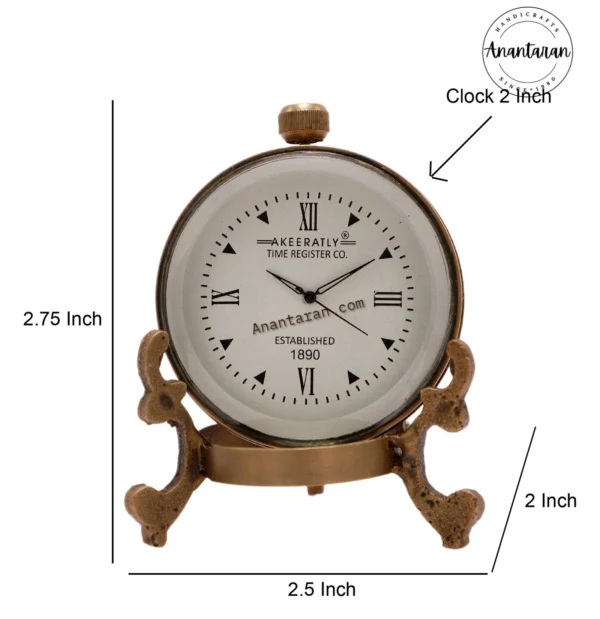 2 Inch Brass Table Clock - Image 2