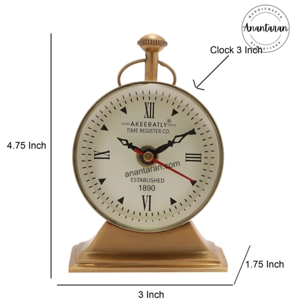 3 Inch Brass Table Clock - Image 2